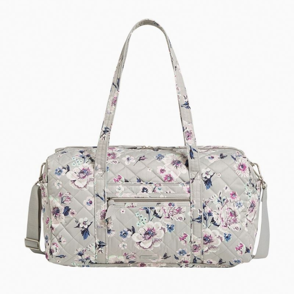 Vera Bradley Perform Twill "Park Stripe" Bundle; Gray; Med Duffel; Wristlet; NWT